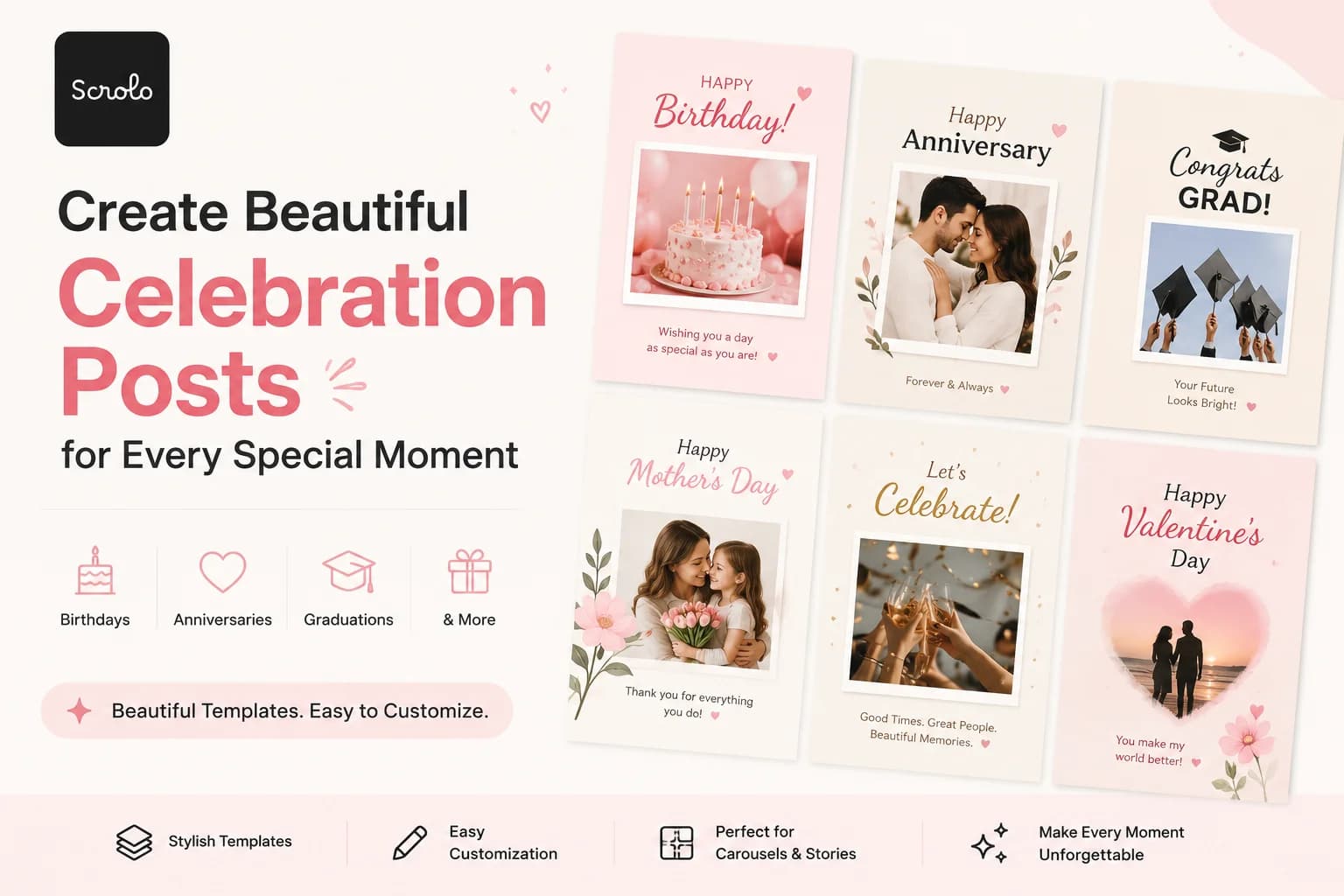 Create Beautiful Celebration Posts for Every Special Moment with Scrolo